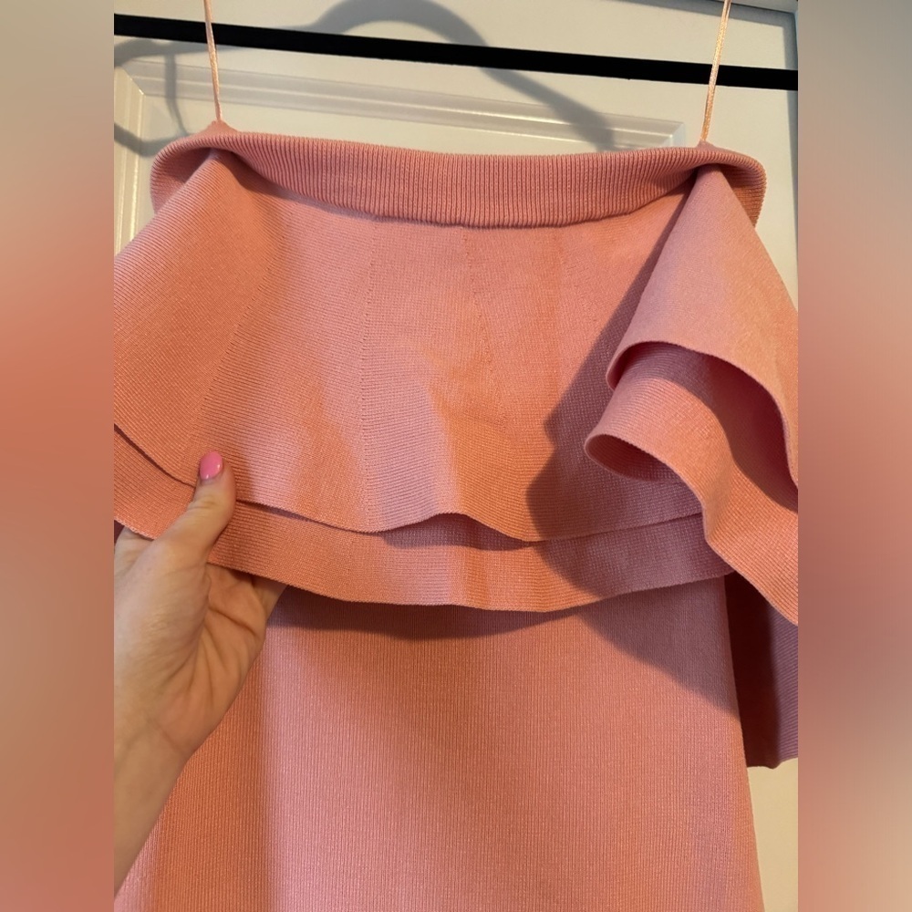 NWT endless rose off the shoulder ruffle maxi dress blush split leg size medium - Picture 8 of 11
